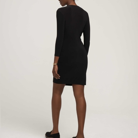 Anne Klein Black Faux Wrap Dress. Long Sleeve, Anove Knee Length Women’s Size L - Picture 2 of 5